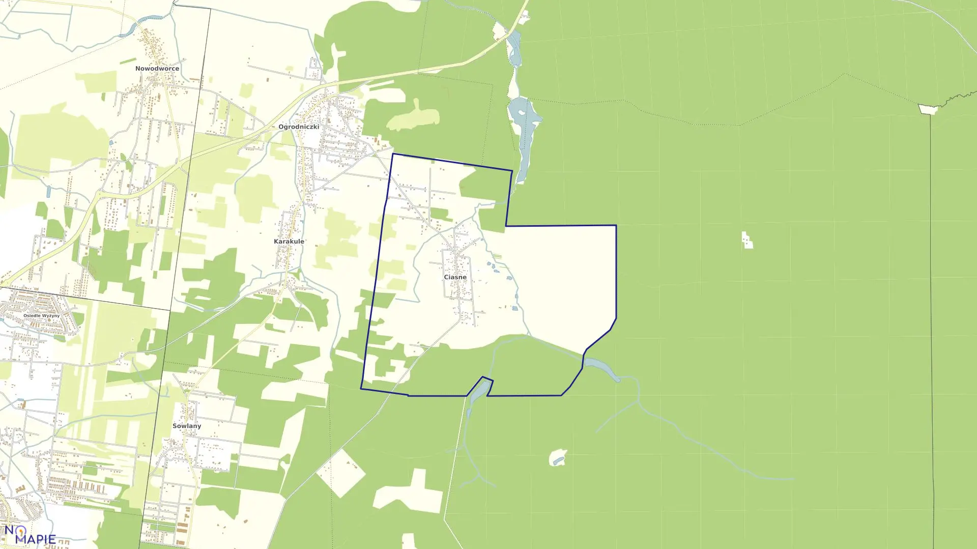 Mapa obrębu CIASNE w gminie Supraśl