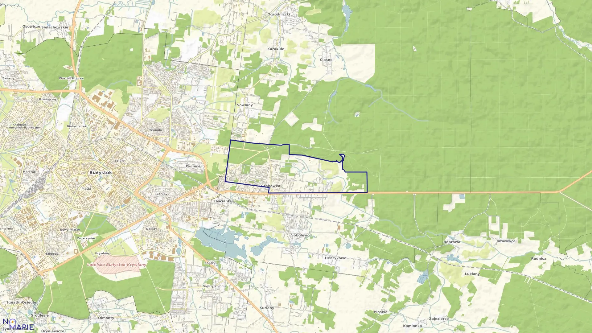 Mapa obrębu GRABÓWKA w gminie Supraśl