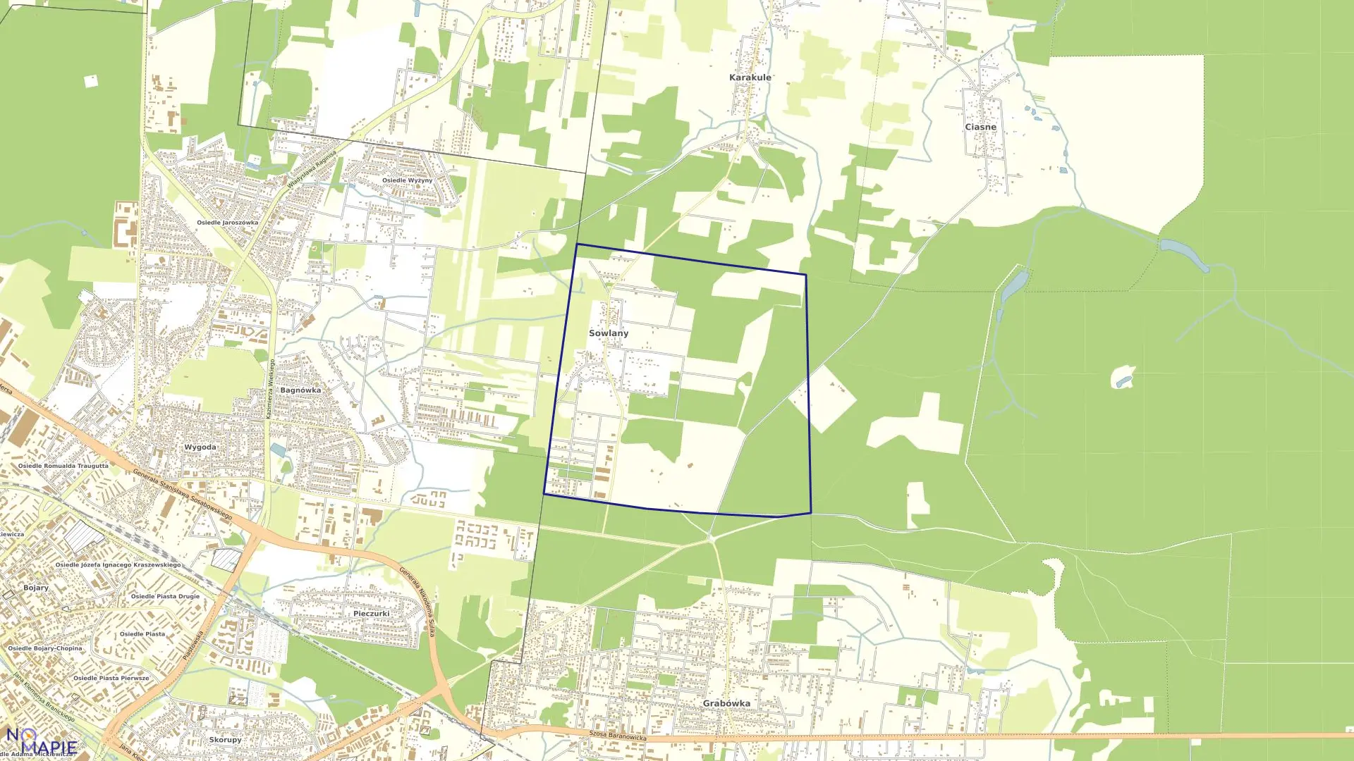 Mapa obrębu SOWLANY w gminie Supraśl