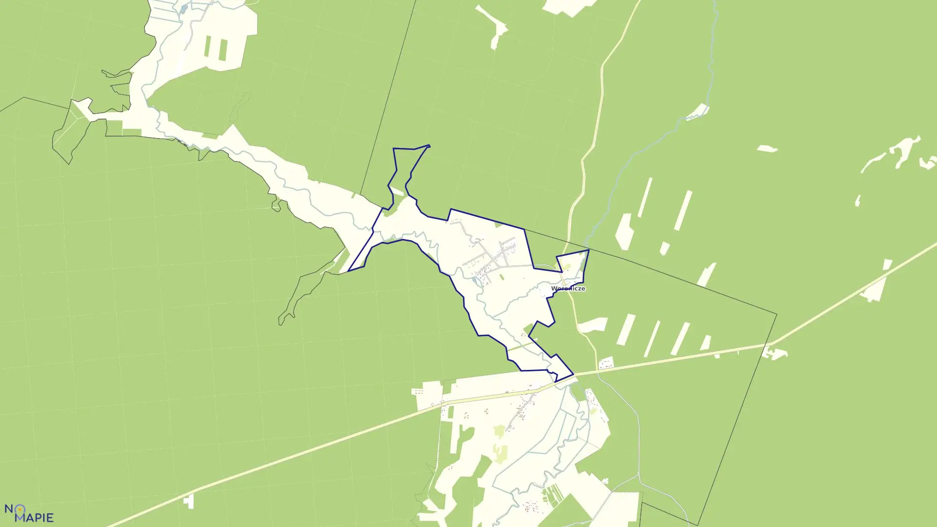 Mapa obrębu WORONICZE - MIĘDZYRZECZE w gminie Supraśl