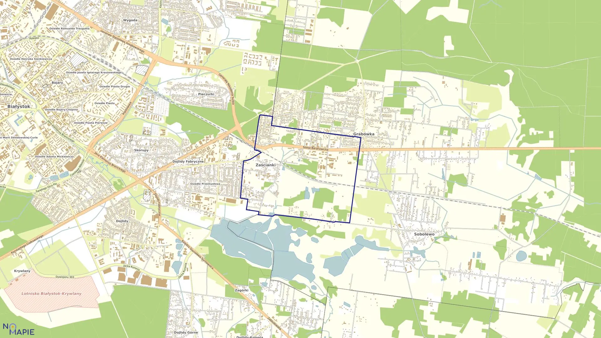Mapa obrębu ZAŚCIANKI w gminie Supraśl